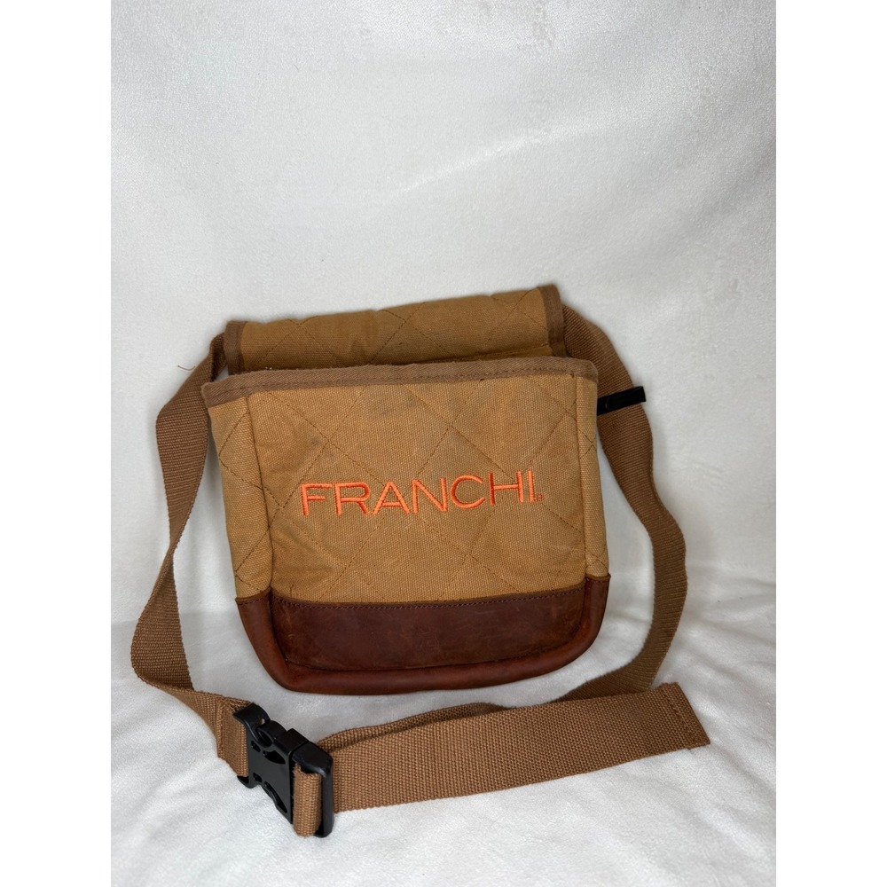 Franchi 94170 Tan Quilted Waxed Cotton Shell Pouch Leather Bottom Shooting